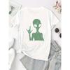 European Sizes Creative Cartoon Alien Pattern Printed Women'S Trendy Short-Sleeve T-Shirt, Simple Casual Sports Tee, Comfortable Summer Top