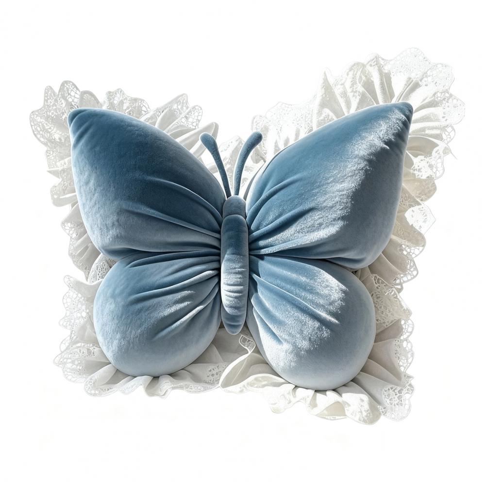 Butterfly Pillow Velvet Butterfly Throw Pillow with Lace Trim Sofa Couch Car Pillow Home Decor Gift for Housewarming