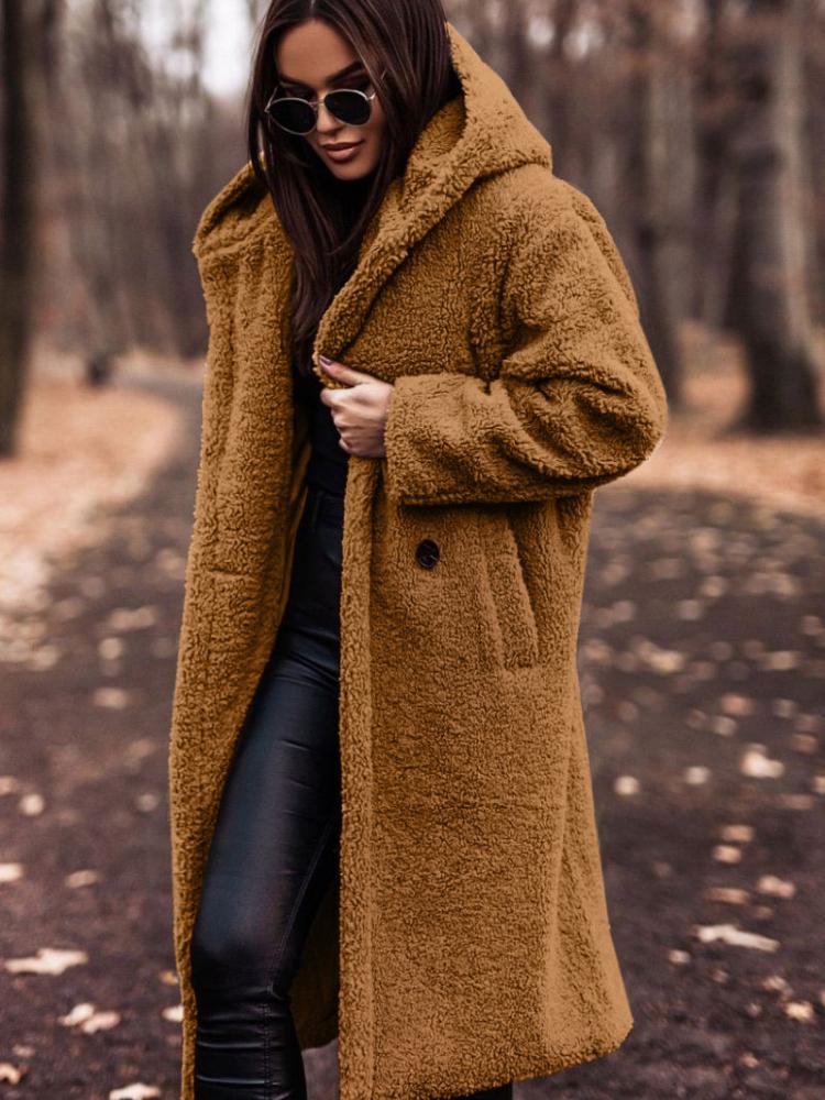 Long Plush Fleece Coat for Women, Soft Warm Winter Outerwear, Multiple Colors Available