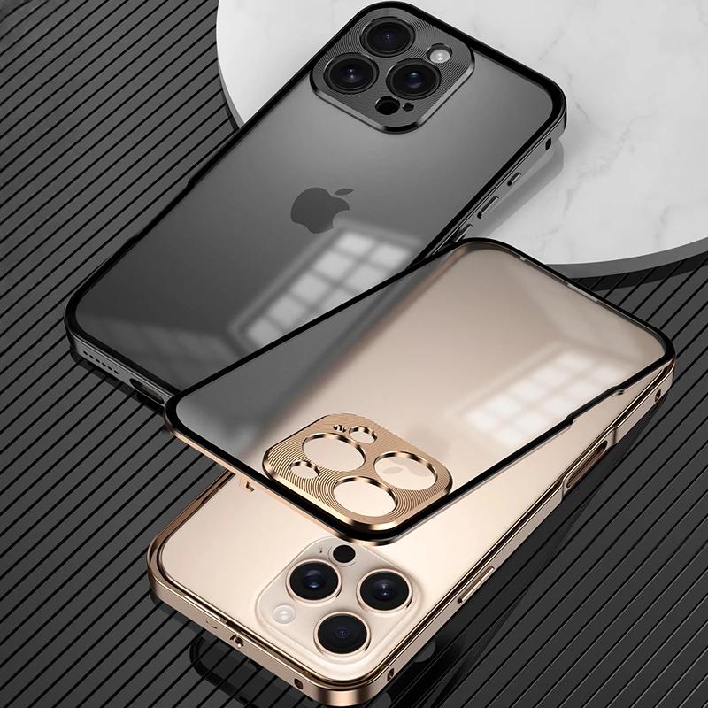 Alloy Metal Lens Protection Case For For Iphone 16 Pro Max Transparent Tempered Glass Hard Shockproof Cover Bumper For For Iphone 16pro