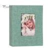 Portable Photo Album Linen Cover Picture with Front Window 100 Photos Durable 4x6 Slip-in Book for Wedding Vacation Family Baby Pictures