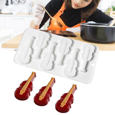 Stampo Silicone per Dessert Violino 6 Fori Stampo Budini Mousse al Cioccolato Strumento Portatile per Decorare Torte Accessori da Cucina