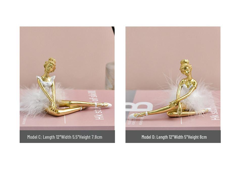 Nordic Cute Ballet Dancer Resin Ornament - Heart Art Decoration, Girly Gift