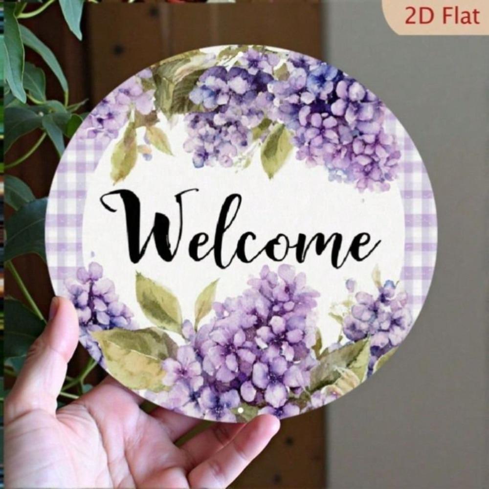 Purple Plaid Metal Wall Sign 20x20cm Rustic Country Decor for Home and Veranda