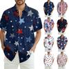 Men's Summer Casual Independence Day Print Short-Sleeve Shirt