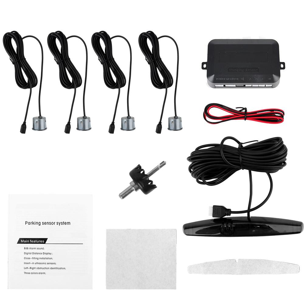 Sistem de monitorizare radar de rezervă pentru marșarier Detector auto auto Senzor de parcare LED cu 4 senzori