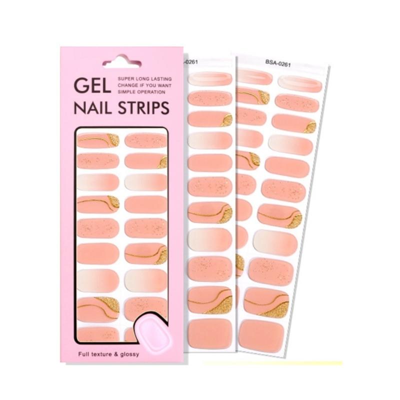 Quickly dry SelfAdhesive Nail Art Stickers Soft Waterproof Materials Gel Nail Strips For Daily Use And Special Occasions