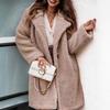 2025 Fall/Winter Furry Long-Sleeve Plush Top with Turn-Down Collar for Women