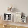 Black White Iron Wall-Mounted Storage Box with Punch-Free Installation - Baskets for Kitchen and Bathroom