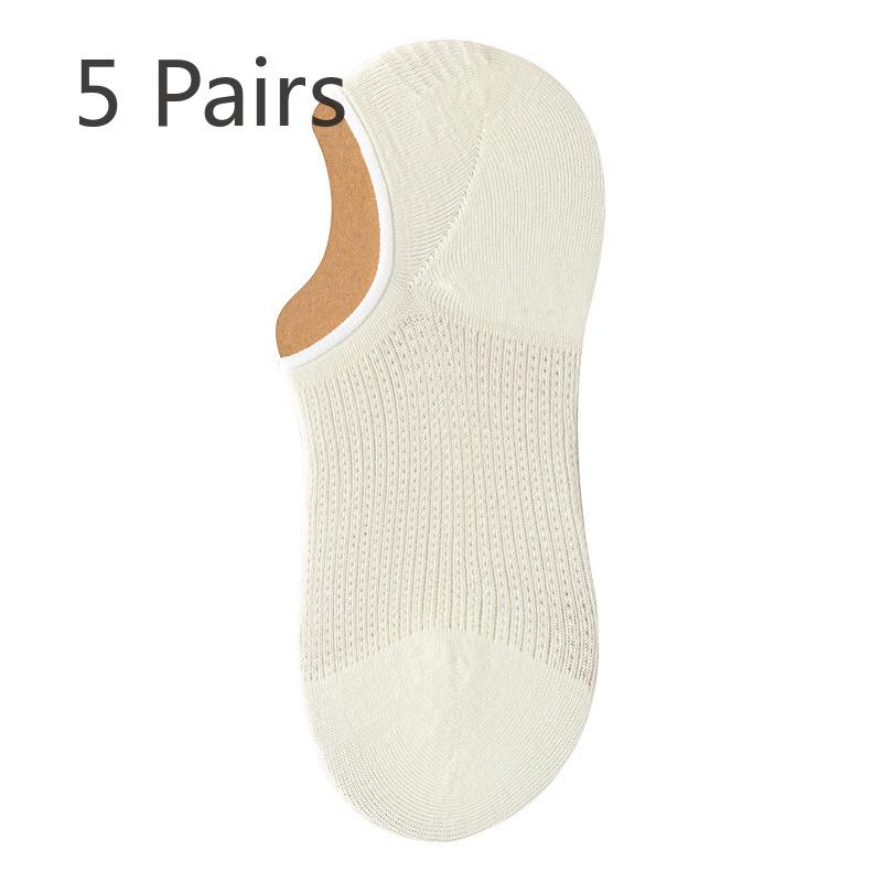 5 Pairs of Women's Summer Ultra Thin Shallow Mouth and 7A Antibacterial Deodorant Invisible Socks