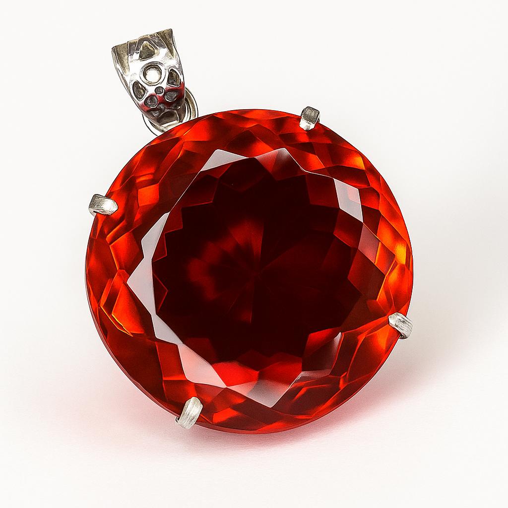 140 Ct Natural Red Topaz 925 CERTIFIED Sterling Silver Beautiful Round Pendant AI-55-NS