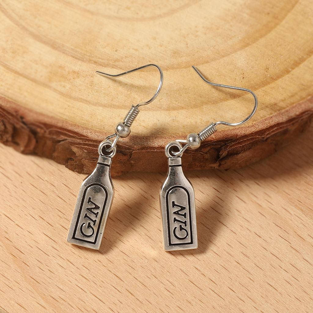 Cross-border personality, retro fashion trend, gothic style, various ancient silver wine bottles, earrings, ear hooks, hip-hop punk niche