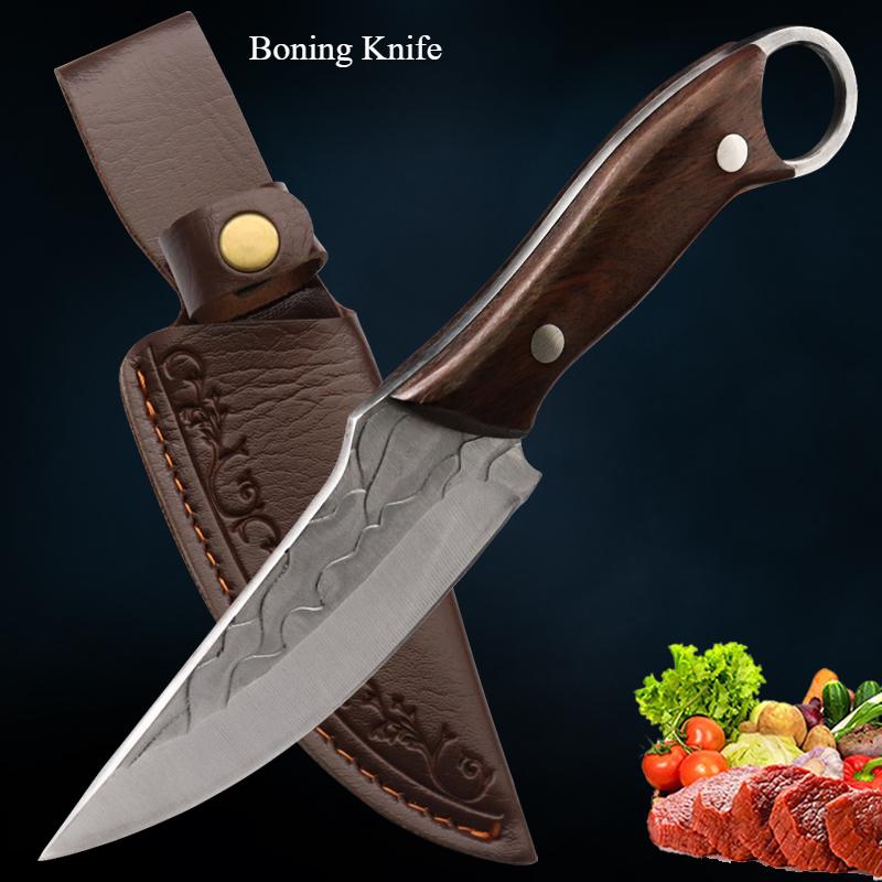 High Carbon Steel  Meat Cleaver Butcher Boning Knife Handmade Forged Kitchen Household Fruit Vegetables Utility Knife