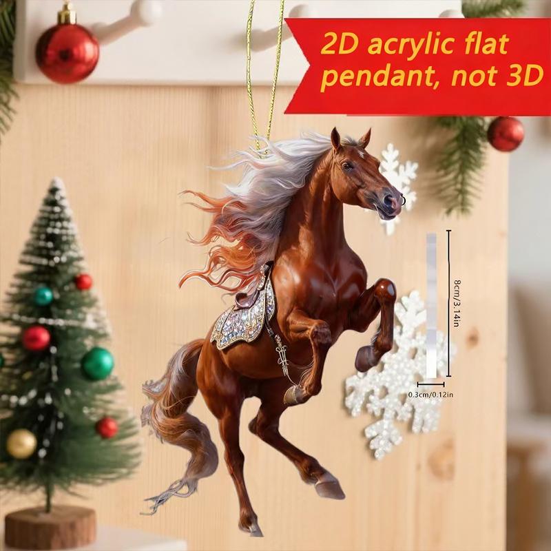 Exquisite White Horse Acrylic Flat Hanging Ornament Home Decoration Backpack