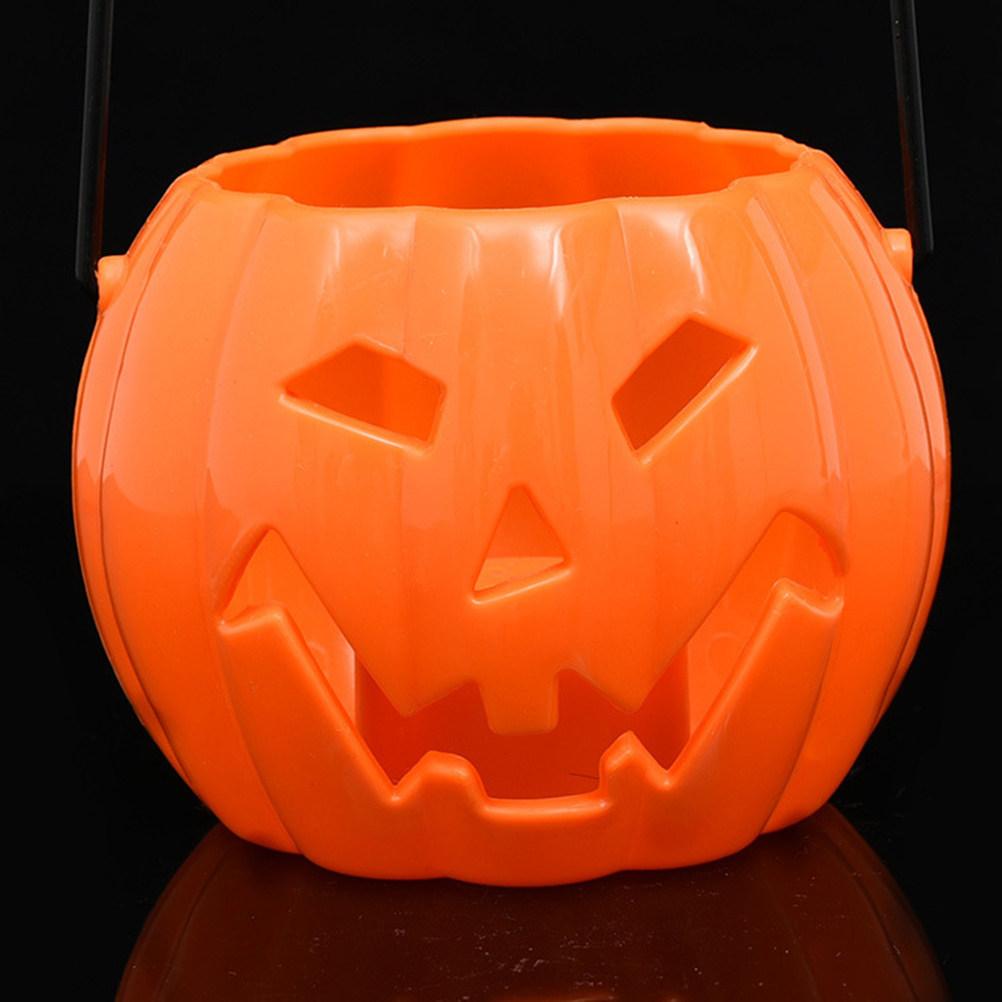 Halloween Pumpkin Bucket Light Sound Decorative Glow Bottom Ghost Call Portable Handheld Lantern for Party