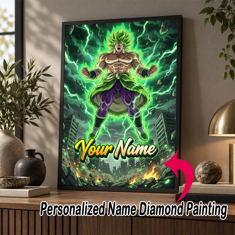 Personalized Broly Diamond Art Custom Name 5D Diamond Painting Full Drill DIY Craft