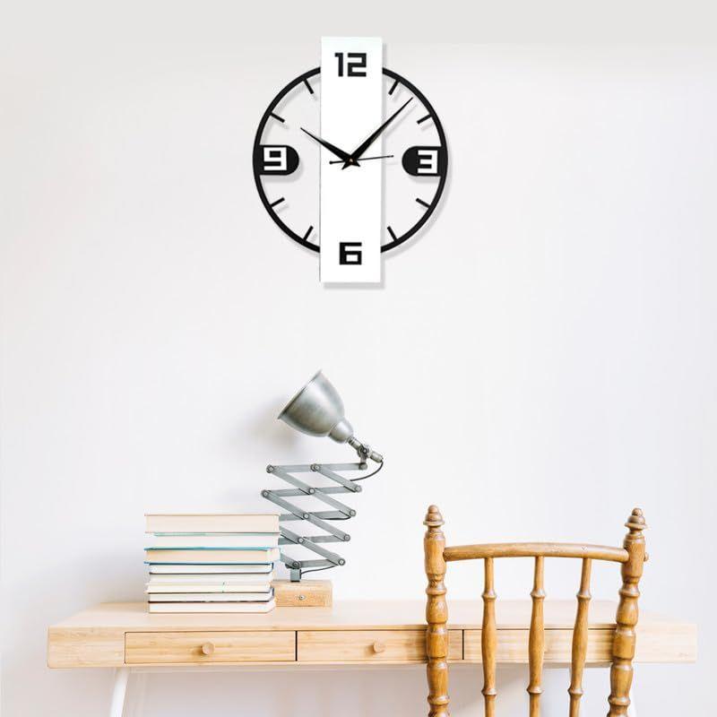 Ceas de perete pentru casă, birou, sufragerie, dormitor, | Mare, elegant, ultimul decor pentru casă | (40 X 32 CM) | Alb și Negru (Baterie inclusă)