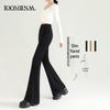 Women's 2025 High Waist Slimming Black Micro Flare Pants - Elastic, Non-Clingy, Perfect for Spring and Autumn