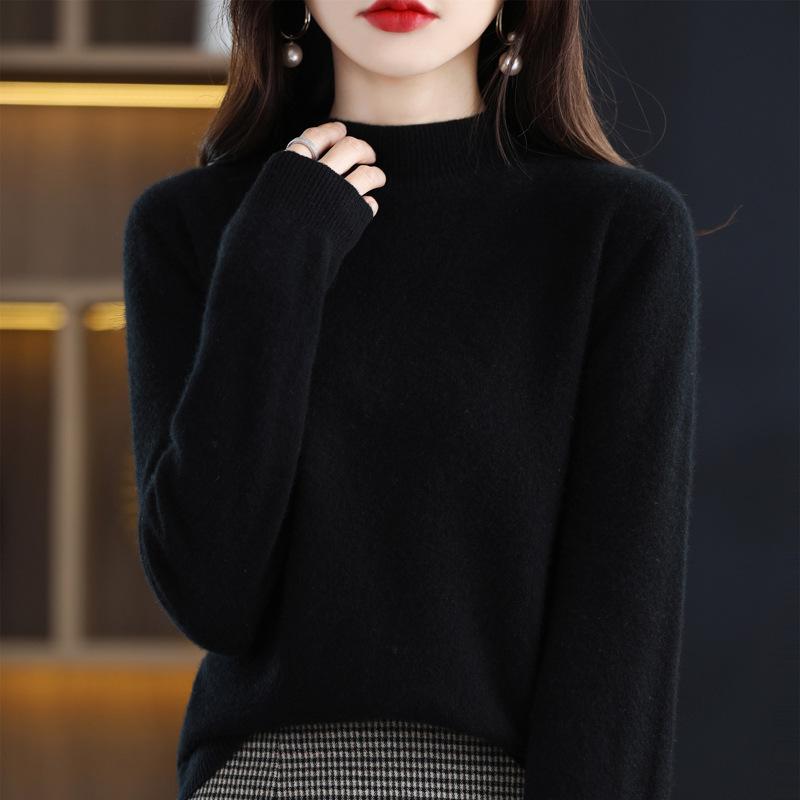 Autumn Winter Women Knitted Turtleneck Sweater Casual Loose Bottomed Knit Sweater