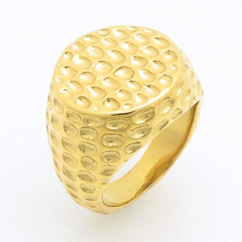 Stainless Steel Signet Ring for Men Retro Hammered Dimple Texture Finger Anillos Punk Women's Statement Band Jewelry Gifts