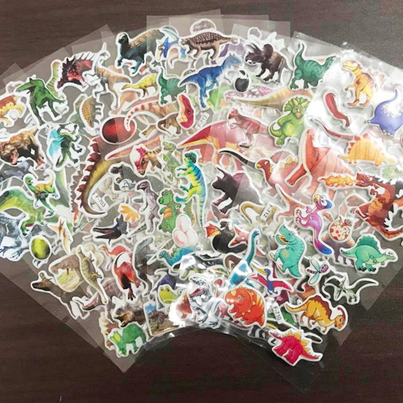 6/12/24pcs 3D Bubble Stickers Reusable Cartoon Dinosaur Design Children Sticker Toys for Kids Birthday New Year Gift TMZ