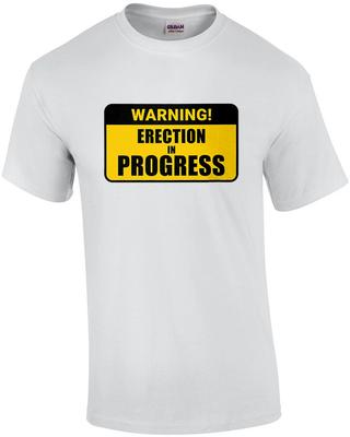 Warnung: Erektion im Gange. Lustiges sexuell beleidigendes T-Shirt