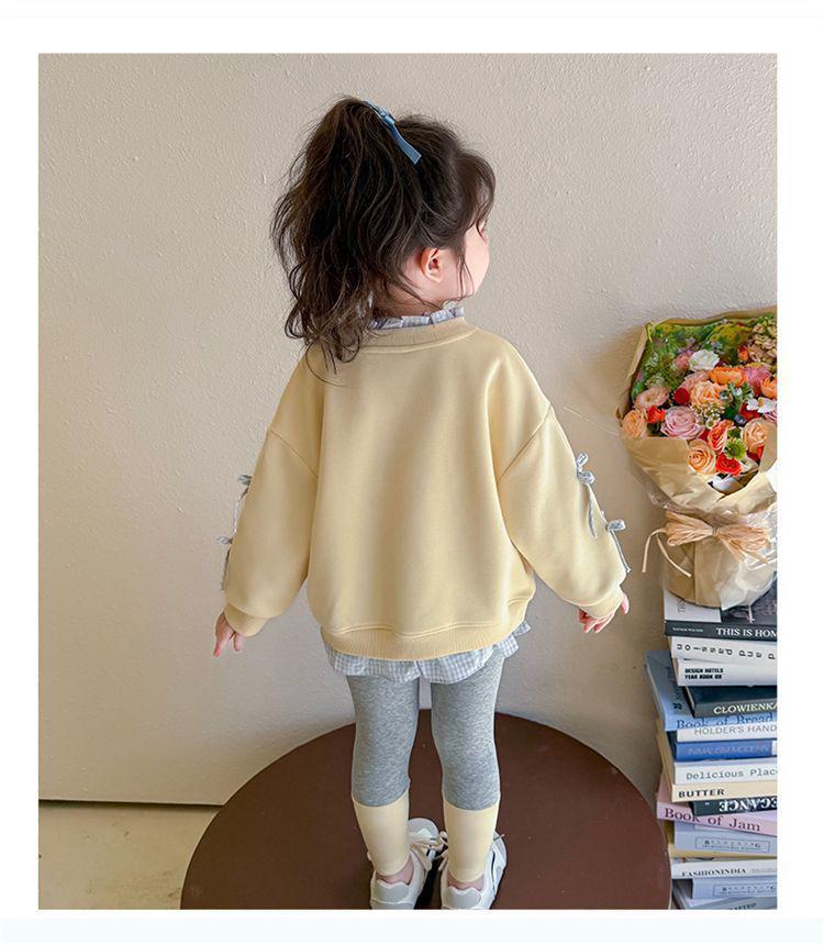 Höst Koreansk Stil Flickors Patchwork Sweatshirt & Leggings Set