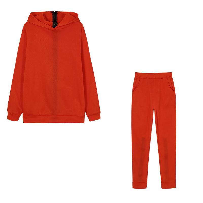 Women's European & American Fashion Set: Reversible Zip-Up Letter Print Loose Sweatshirt + Long Pants