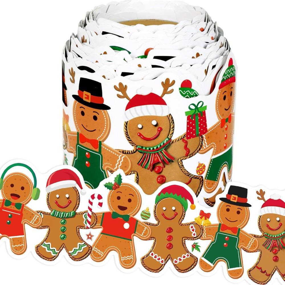 Self-Adhesive Border Decorative Sticker Christmas Tree Penguin Poster Border Stickers DIY Paper Black Board Decorative Stickers