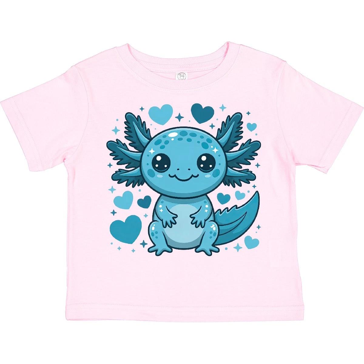 Inktastic Cute Axolotl With Hearts And Stars Toddler T-Shirt Blue Child Kid 100