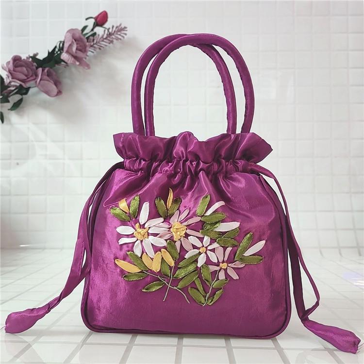 Women's Ethnic Embroidered Small Handbag: Clutch, Mommy, Bucket, Hanfu, and Phone Bag with Drawstring