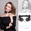 Lace Ruffle Heart Choker Necklace Gothic PU Leather Collar for Women Harajuku Jewelry