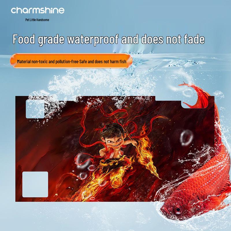 Hochauflösender 3D-Aquarium-Acryl-Hintergrund mit Cartoon-Aufklebern