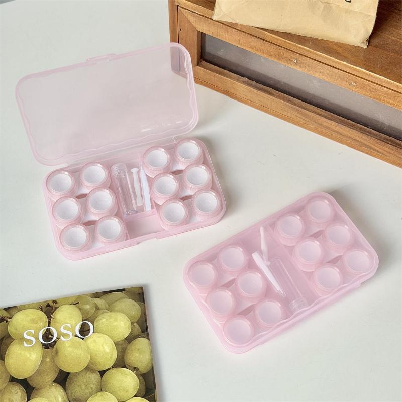 Transparent Fresh Portable Contact Lens Case Color Retro Morandi Companion Box Six Pairs Nursing Contact Lens Storage Box
