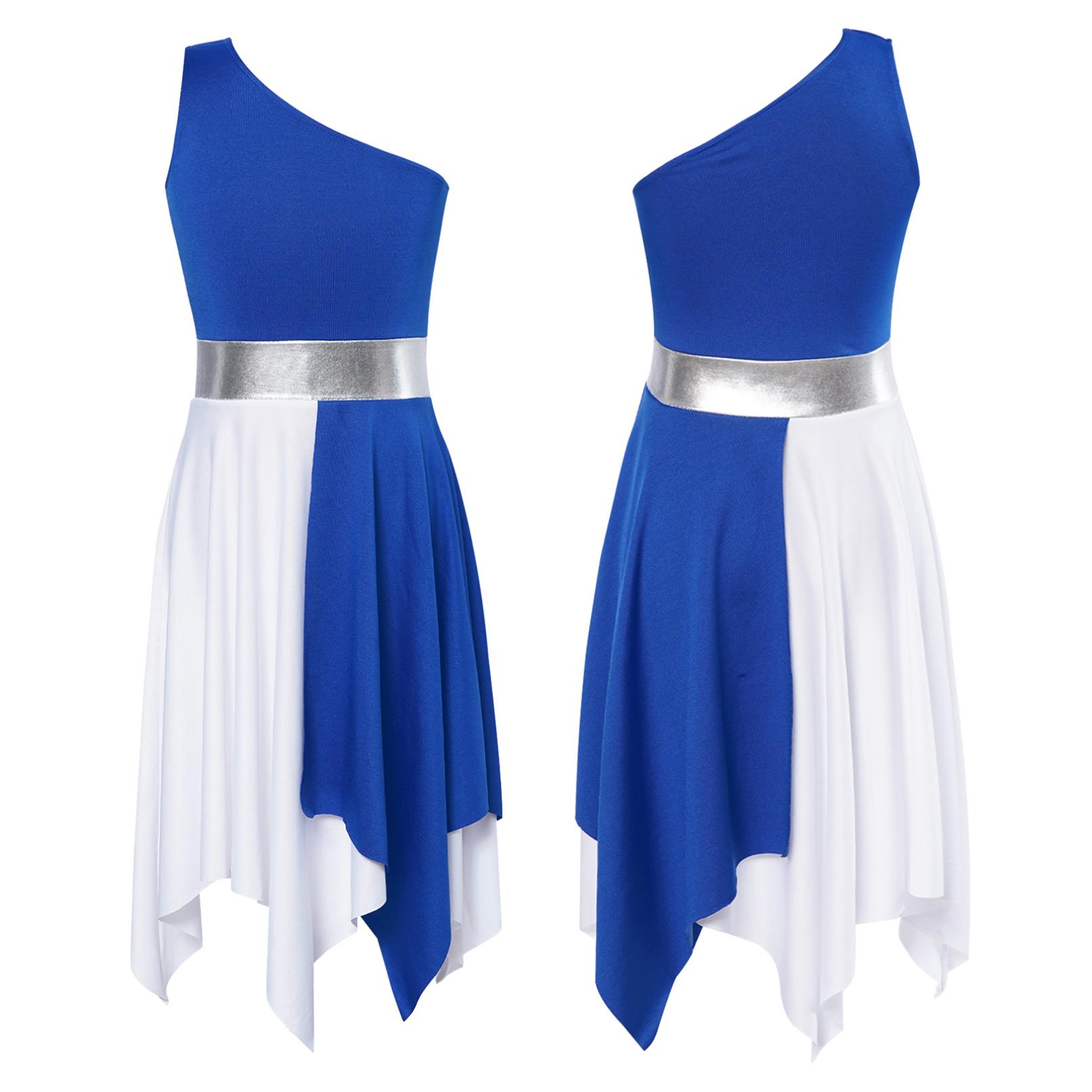 Tiaobug Kid Meisjes Ballet Tutu Dans Jurk Mouwloze Lyrische Dans Turnpakje Stage Performance Kostuum 9-10 Years blauw