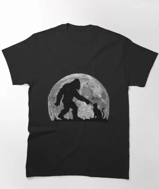 Bigfoot Boop Cat Moon Funny Sasquatch Meme T-Shirt XL