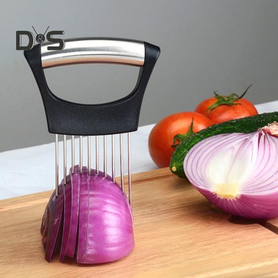 Zwiebelhalter zum Schneiden, Zitronenschneider, Lebensmittelschneider, Assistenzwerkzeug, multifunktionales Küchengerät für Obst, Gemüse und Fleisch