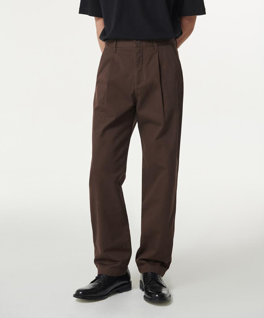MUSINSA STANDARD One-Pleat Regular Fit Chino Pants [Baroque Brown]