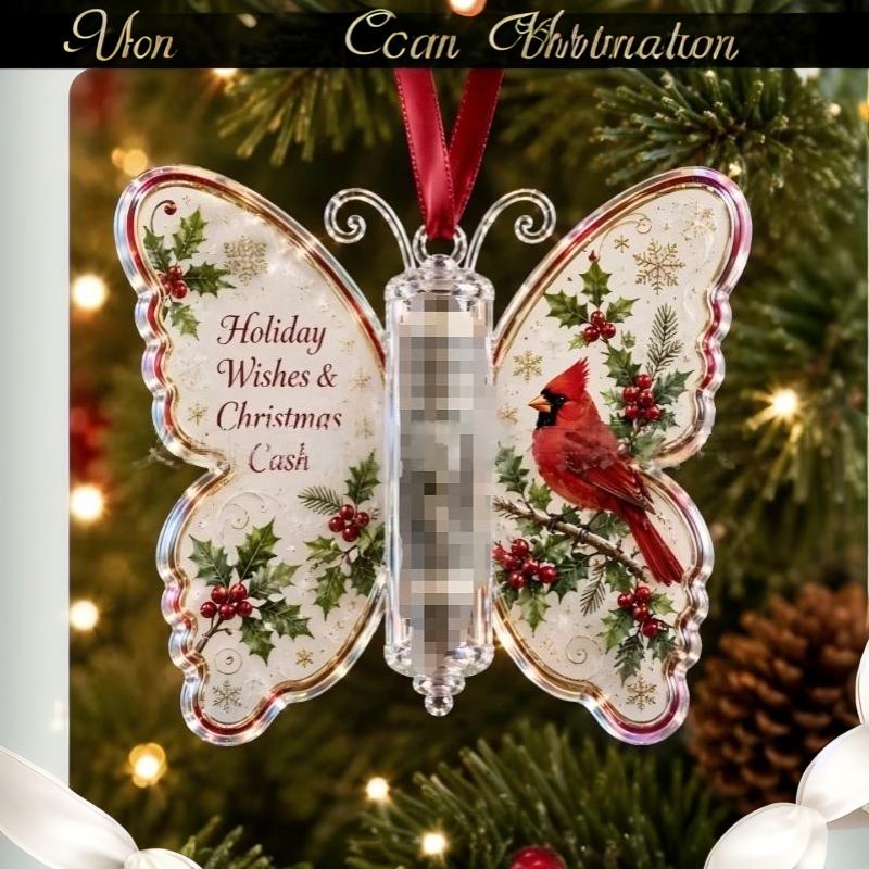 New Christmas Acrylic Money Clips Ornaments Santa Claus Snowman Reindeer Patterns New Year Cash Blessings Favors Decoration