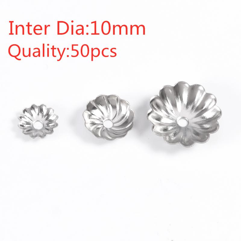 30/50/100PCS Flower Lotus Round Shape Stainless Steel Beads Caps Jewelry Findings Spacer Beads For Necklace Bracelets Making