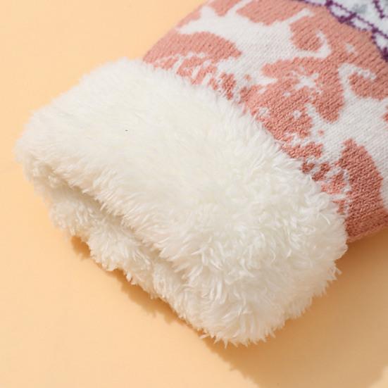 Winter Touchscreen Gloves Men Women Deer Pattern Knitted Warm Gloves Fleece Lined Thick Gloves with Fuzzy Cuffs for Indoor Outdoor Cycling