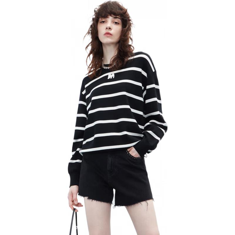 

MO&Co. Женский полосатый свитер из мериносовой шерсти S (160cm)