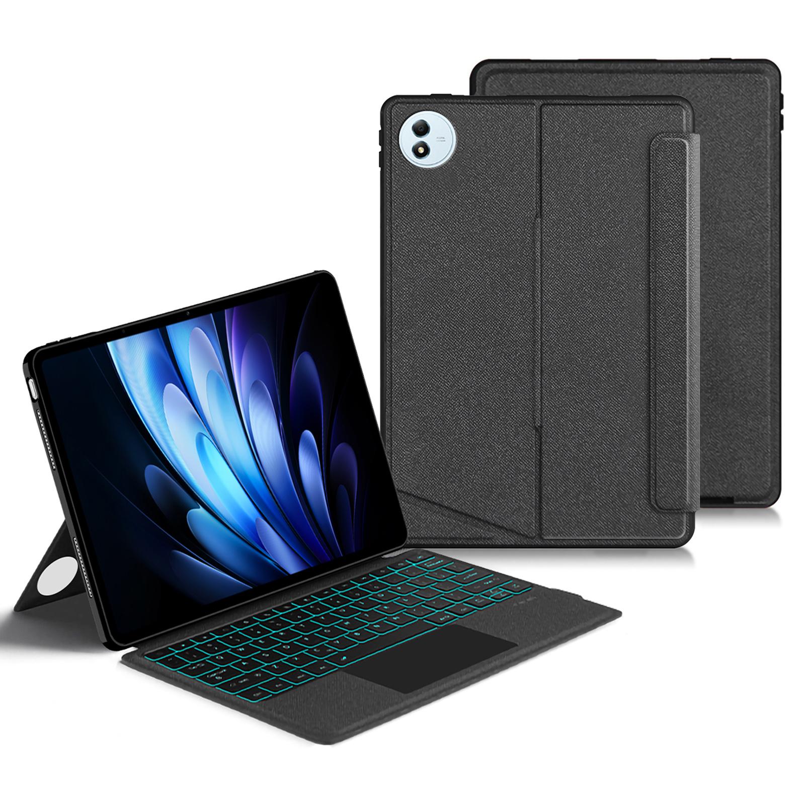 

For vivo Pad5 Pro Leather Case+Bluetooth-Compatible Keyboard with Backlight Trackpad A