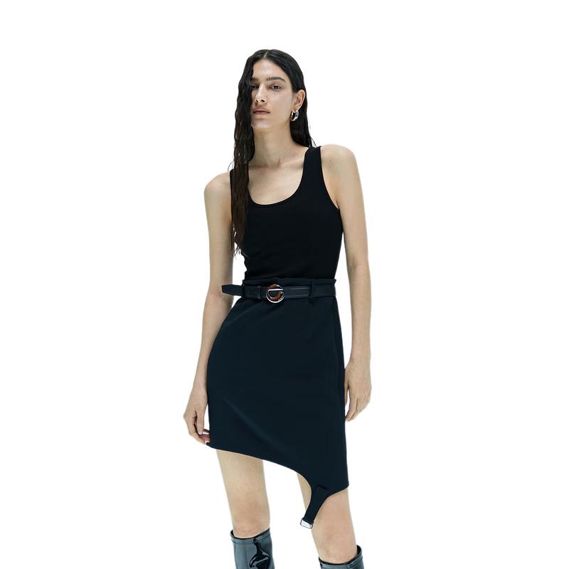 

MO&Co. Платье-обманка из двух частей с высокой талией и вставками, с поясом M 165