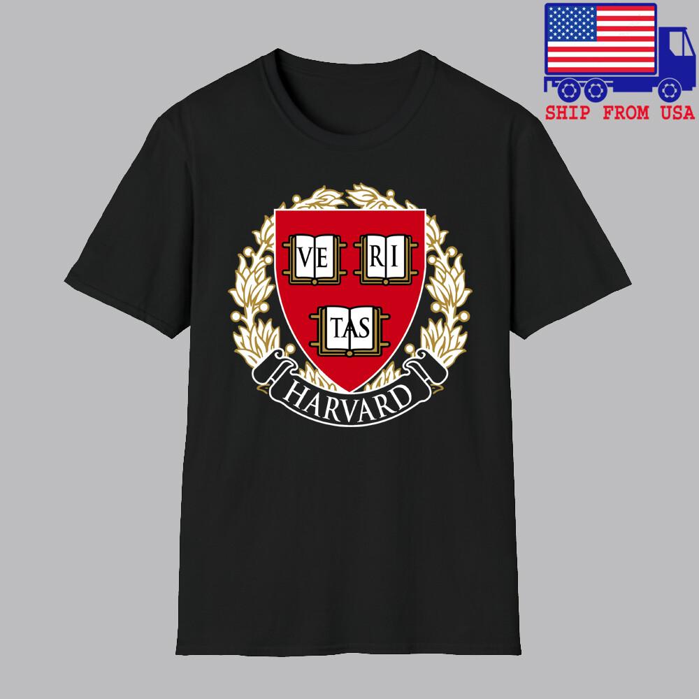 Harvard University College Men#039;s Black Size S5XL Unisex T-Shirt XL