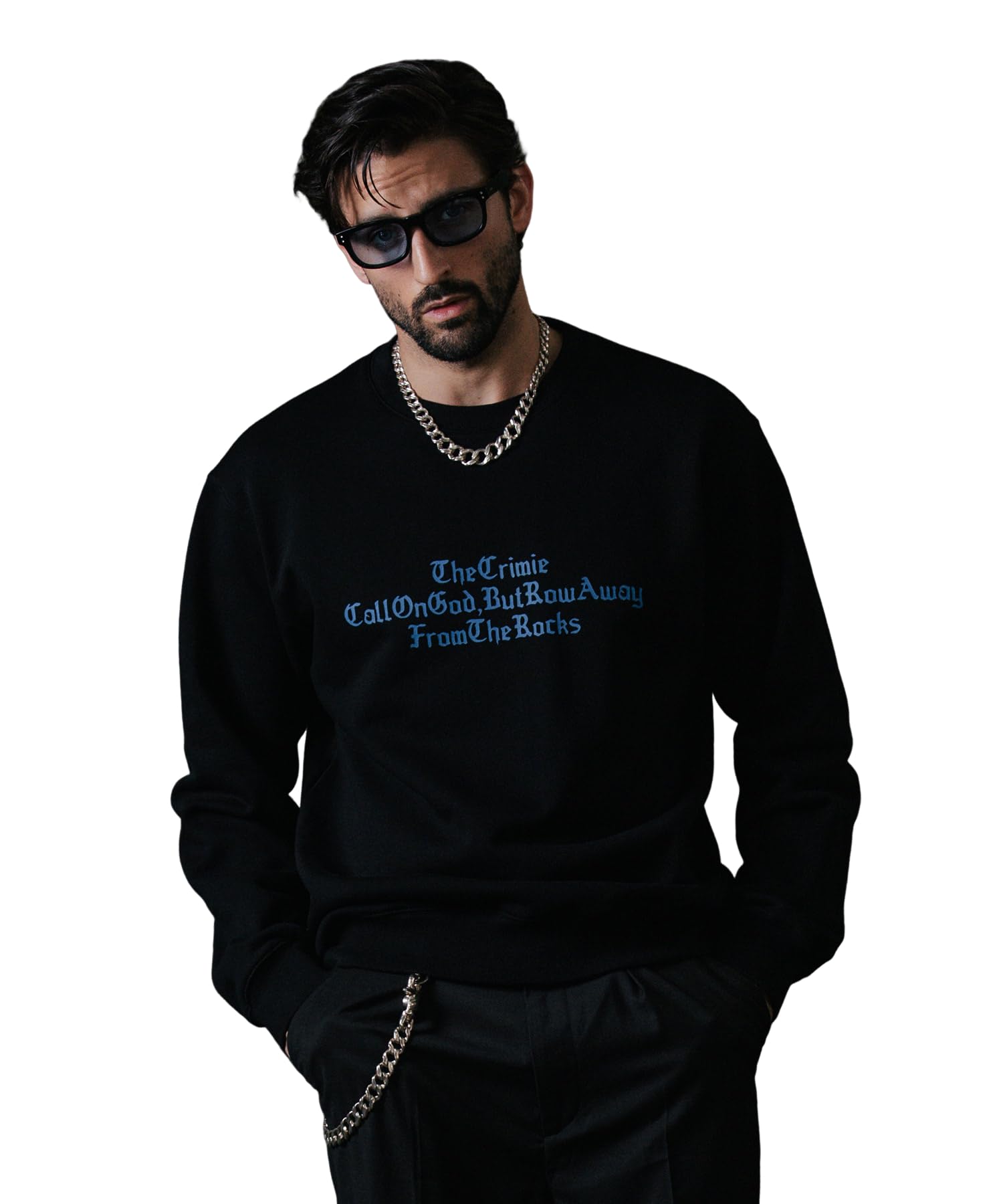 

Old English Crew Neck Sweat Hoodie Fashion Black XL Size BLACK [Climy] Men s (US=L) чёрный