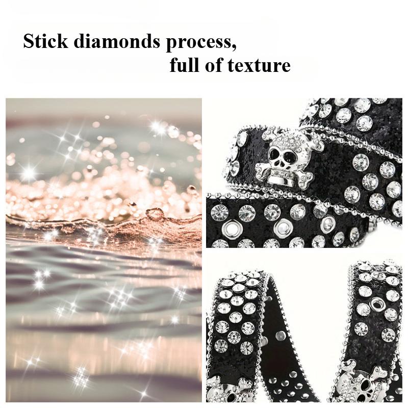 Fashion Diamond Western Cowboy Style Y2K Women's Belt PU Leather BB Belt Denim Dress Accessories