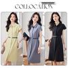 Women's Polo Collar Shirt Midi Dress