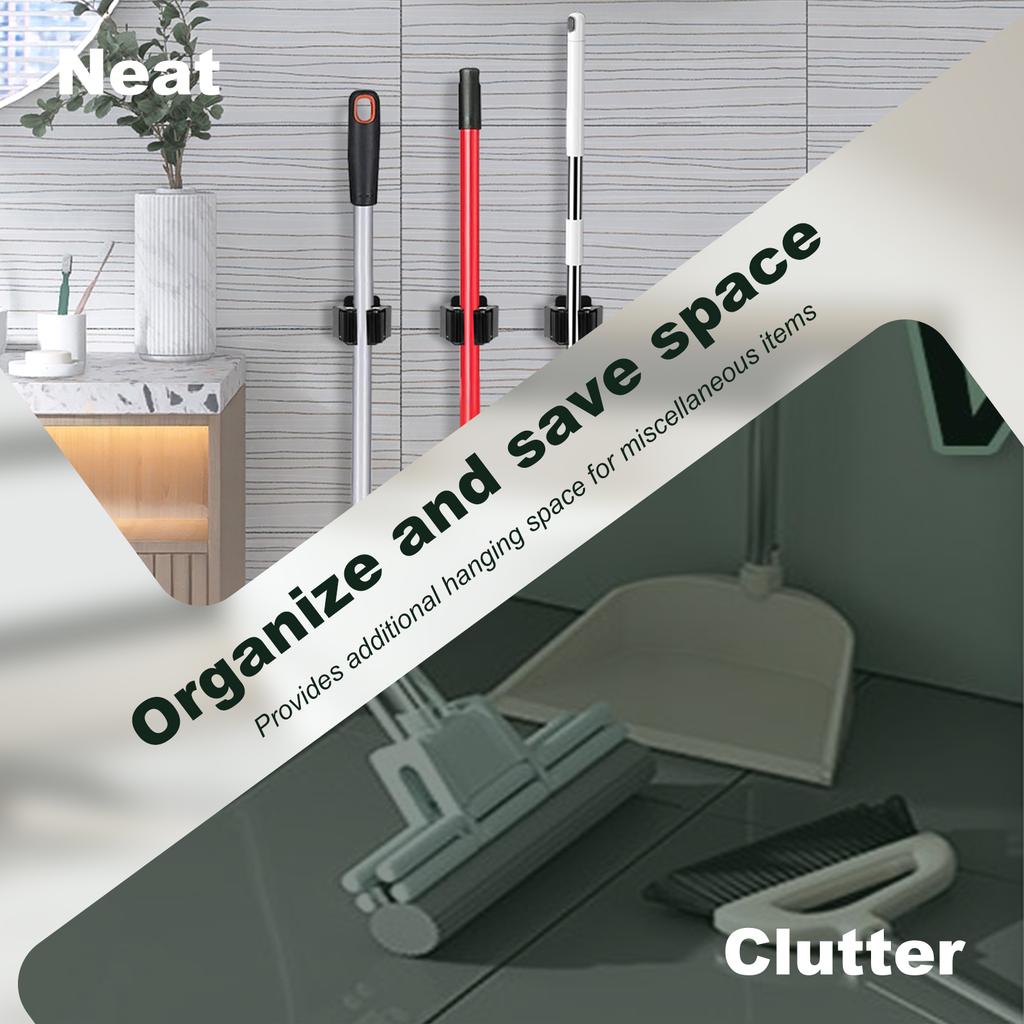 Wall Mount Stainless Steel Mop Hanger with Installation Screws Space Saving Broom and Mop Holder Reusable Garden Broom Holder