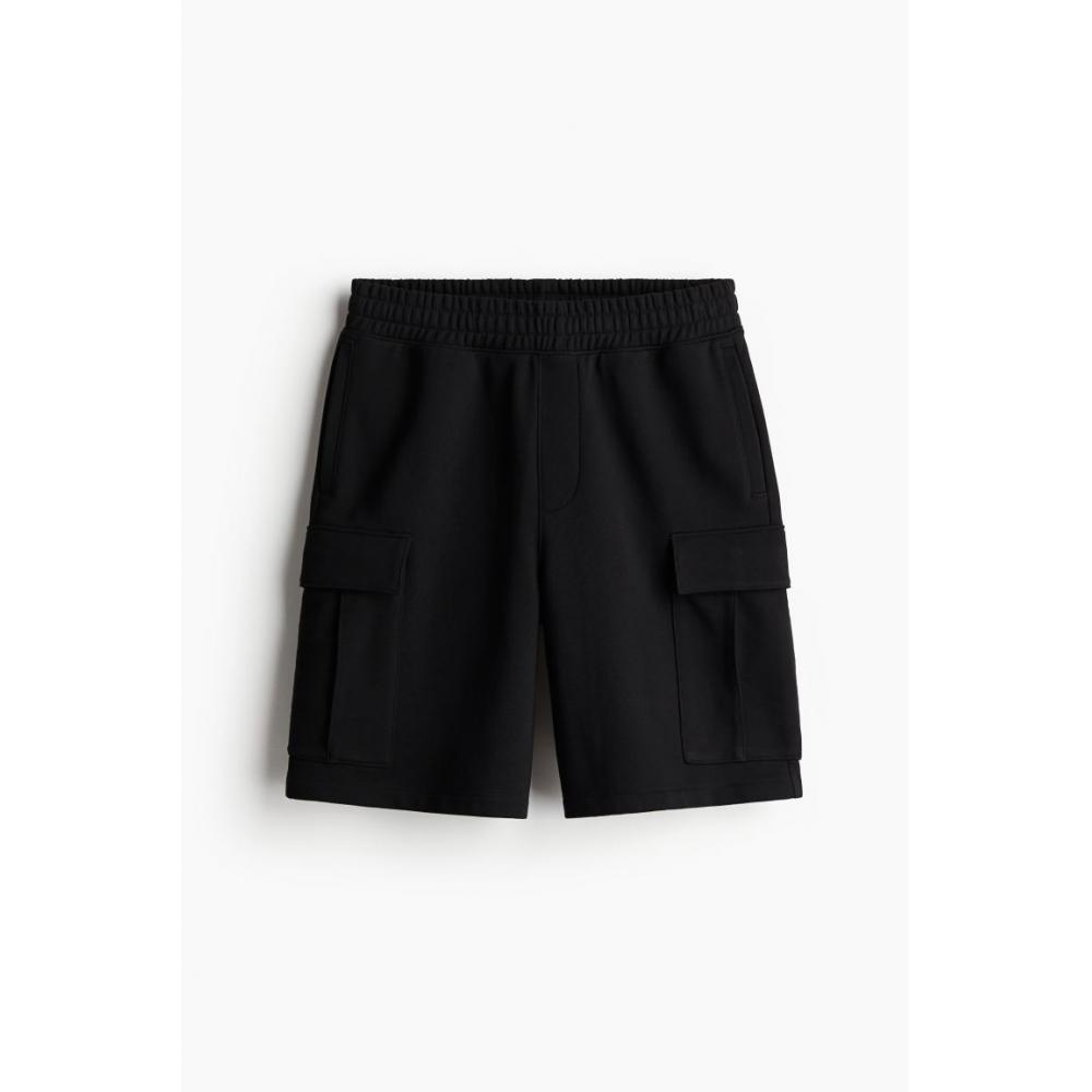 H M Loose Fit Cargo Sweat sHorts Black